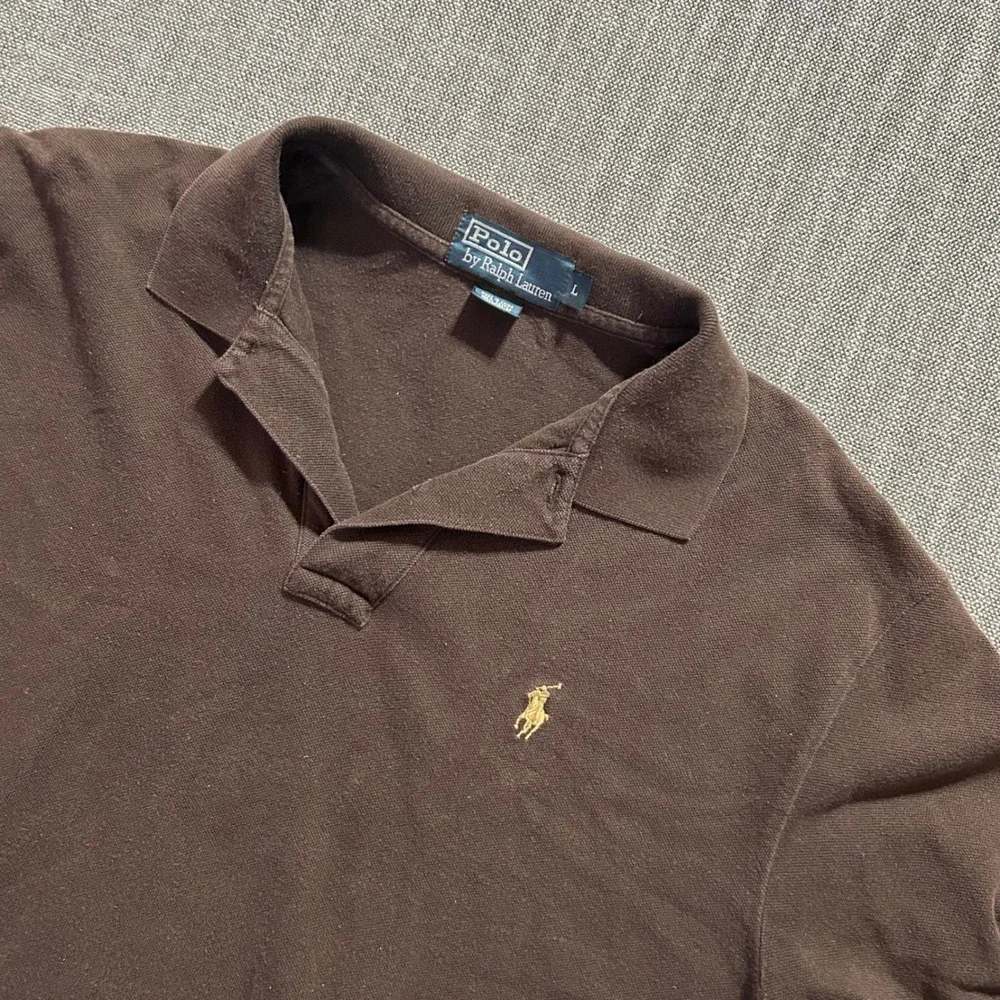 Polo Ralph Lauren Polo Shirt Mens Large Brown Short Sleeve Cotton Pique Logo